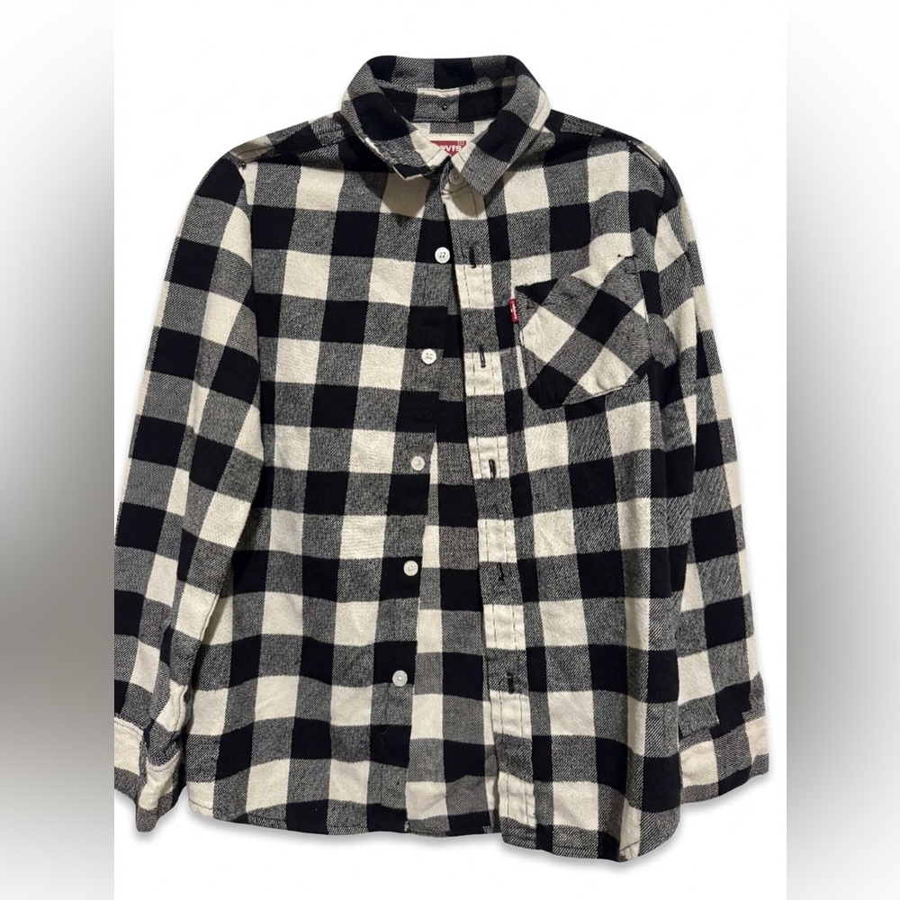Levi's Kids Plaid Button Down Shirt - Black and White